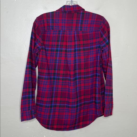 EDDIE BAUER Red & Blue Plaid Flannel Button Up Shirt XS - Picture 2 of 11
